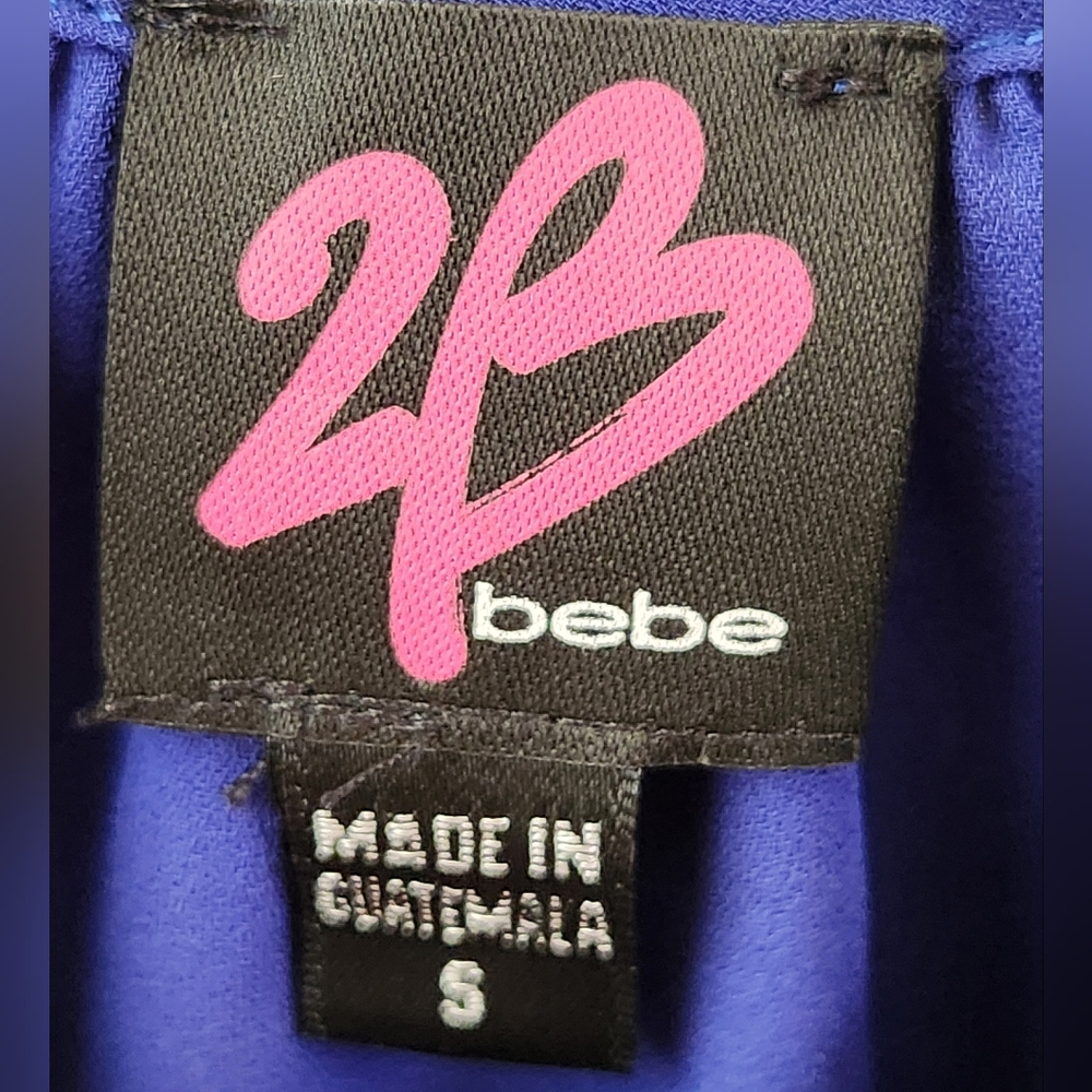 2B Bebe Women's Crop Tank Top Y2K Beaded Collar Accent Flowy‎ Blue Size Small - Picture 5 of 8